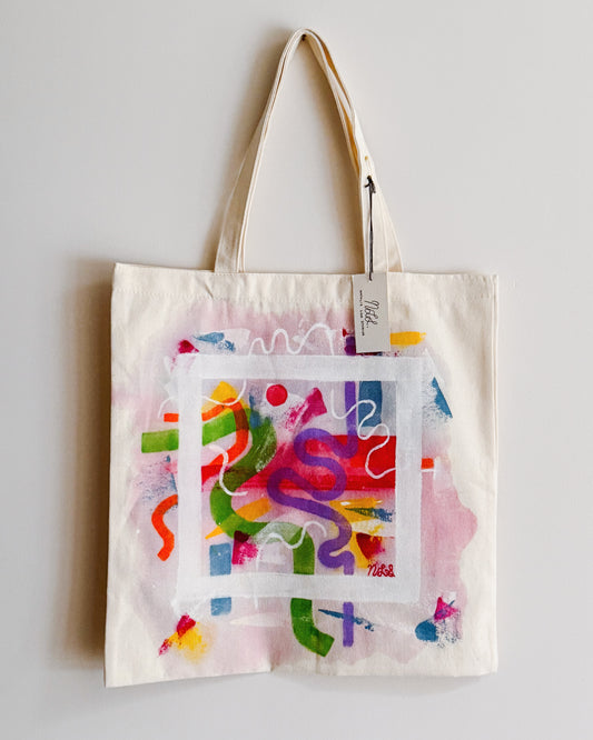 Original Hand Painted Tote - Snakes & Ladders